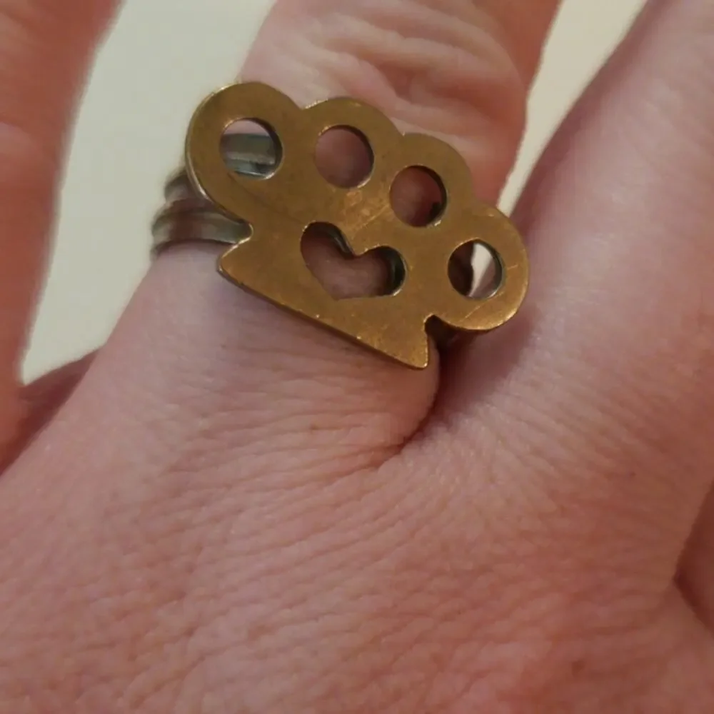 Handmade Brass & Argentium Silver "Brass Knuckle" Ring, size 7.25 - Picture 5 of 5